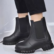 تصویر نیم بوت بچه‌گانه اسپرت مشکی مدل چلسی ضد آب و سبک - مشکی / ۳۵ Waterproof and lightweight black Chelsea style children's sports boots