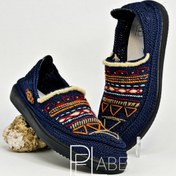 تصویر گیوه مدل طرح فرش - سرمه ای / giveh_zanane_dastbaft