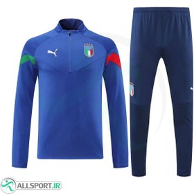 تصویر ست نیم زیپ شلوار ایتالیا Italy Training 2022-23 Blue 