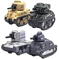 تصویر 4 عدد مینی تانک کششی تانک مدل Toy Military Toy Vehicle for Children (یک رنگ) 4PCS Mini Tank Pull Back Tank Model Toy Military Toy Vehicle for Kids (Solid Color)