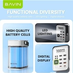 تصویر پاوربانک 70000 باوین Bavin PC1062S توان 22.5 وات 