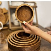 تصویر اردوخوری پنج تکه چوبی مدل گرد ظروف پذیرایی چوبی باکیفیت 5تیکه با قیمت عالی در پلاسکو دهقان 