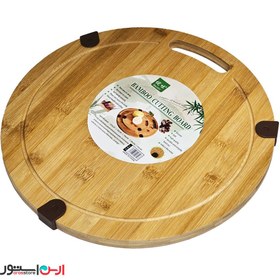 تصویر تخته گوشت بامبو پایه سیلیکونی گرد ضخیم 33 سانتی اعلا 