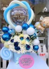 تصویر دسته گل و کیک برای زایمان طبیعی به همراه همسر 