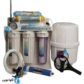 تصویر دستگاه تصفیه آب آکوا اسپیرینگ ۷ مرحله ای با پمپ تایوانی و فیلتر آلکالاین 