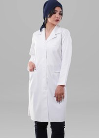 تصویر روپوش زنانه مدل یقه انگلیسی Womens White Lab Coat English Collar
