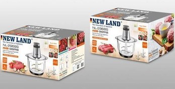 تصویر خردکن نیولند ۴ لیتری ظرف پیرکس مدل NL-2968BS Food Chopper newland model NL-2968BS