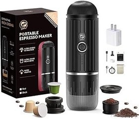 تصویر I Cafilas Portable Ciffeer Maker Travel Espresso Machine 120W ، 19 نوار فشار 7500mAh نسخه باتری قابل شارژ نسخه Barista-Quality Coffee on Go Maker Spresso Portable (سیاه) i Cafilas Portable Coffee Maker Travel Espresso Machine 120W, 19 Bar Pressure 7500mAh Rechargeable Battery Version Barista-Quality Coffee On the Go Portable Espresso Maker (Black)