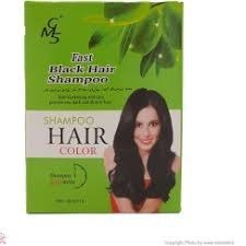 تصویر شامپو رنگ مو مشکی بسته 10عددی fast black hair shampoo fast black hair shampoo