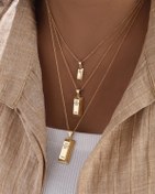 تصویر پلاک طلا طرح شمش کوچک با زنجیر پولکی 