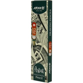 تصویر مداد طراحی آریا Arya Artist 3502 3B بسته 12 عددی Arya Artist 3502 3B Black Drawing Pencil Pack Of 12