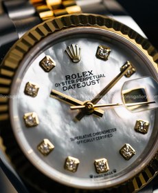 تصویر ساعت زنانه رولکس جاست صفحه سفید مدل ROLEX DATE JUST 904 L 