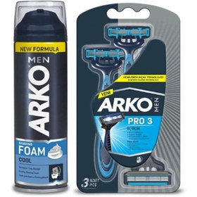 تصویر ست اصلاح آرکو من مدل خنک کننده 200 میل به همراه تیغ اصلاح سه لبه پرو 3 