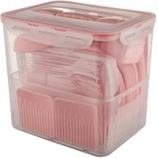 تصویر سبد پیک نیک 60 پارچه لیمون مدل مسافرتی کد 10635 - صورتی خاکستری 