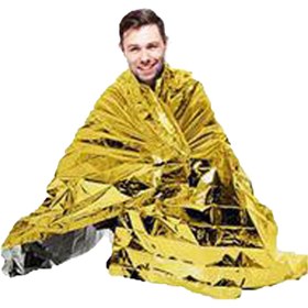 تصویر پتوی نجات دو طرفه ابعاد ۲۱۰×۱۶۰ سانتی متر طلایی نقره ای 