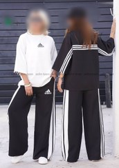تصویر ست تیشرت شلوار زنانه آدیداس رنگ سفید و مشکی 