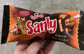 تصویر کیک دوقلو دورنگ ۶۰ گرمی سانلی ۳۶ عددی sanly twin cake