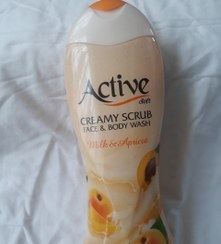 تصویر شامپو بدن و صورت کرمی با رایحه شیر و زردآلو 400گرم (جدید).اکتیو ا Active Creamy Scrub Face And Body Wash Milk 