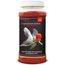 تصویر غذای ماهی مدل tropical fish pellets وزن 100 گرم 