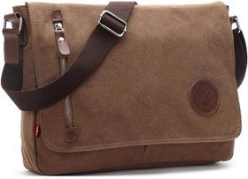 تصویر Canvas Messenger Shoulder Bag Satchel BagVintage Canvas Crossbody Bag with Multiple Pocket for Daily Use School and Work Brown - ارسال 15 الی 20 روز کاری 