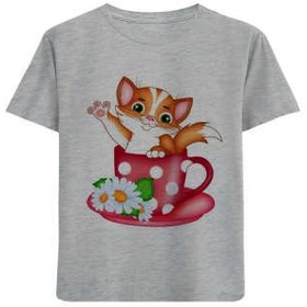 تصویر تی شرت آستین کوتاه دخترانه مدل روباه F265 