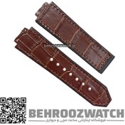 تصویر بند ساعت مچی زنانه هابلوت رابر رویه چرم قهوه ای قفل 20 