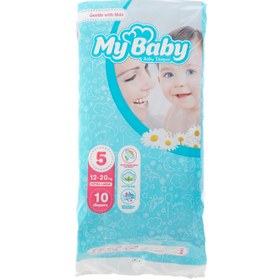 تصویر پوشک کودک مای بیبی سایز ۵ بسته ۱۰ عددی 