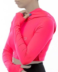 تصویر هودی زنانه ورزشی کراپ صورتی مل اند موژ Mel & Moj کد W07825-310 