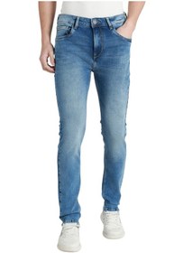 تصویر شلوار جین کتان آبی روشن مردانه با فیت باریک - راحت و غیررسمی برند dennis lingo Men's Tapered Fit Light Blue Cotton Jeans - Casual and Comfortable