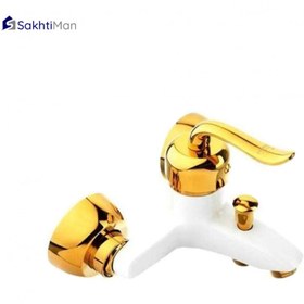 تصویر ست کامل شیرآلات قاصدک مدل قاجاری رنگ سفید طلایی 