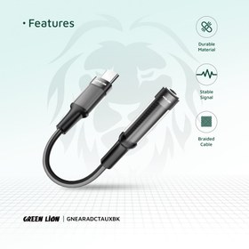 تصویر مبدل گرین لاین مدل Lightning به جک 3.5 میلی متری Green lion lightning to 3.5mm audio cable