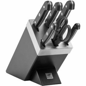 تصویر بلوک چاقوی خود تیز شونده ۷ تکه خاکستری Gourmet زولینگ آلمان 