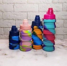 تصویر قمقمه سیلیکونی تاشو - سبز آبی Collapsible Silicone Water Bottle