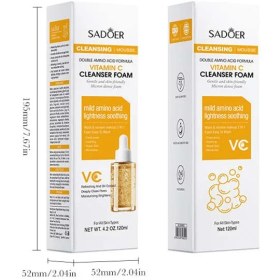 تصویر فوم شستشوی صورت براش دار شفاف کننده آمینو اسید و ویتامین سی سادور SADOER Double Amino Acid Vitamin C Mild Cleansing Mousse