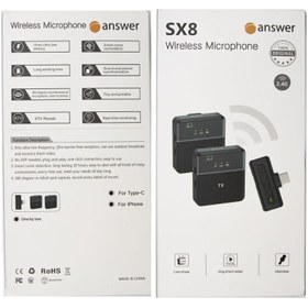 تصویر میکروفون بی‌سیم دوبل انسر مدل اس ایکس ٨ Wireless Microphone Double Answer Model SX8