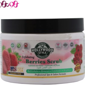 تصویر اسکراب صورت توت فرنگی HOLLYWOOD Hollywood Style Facial Scrub Containing Strawberries Suitable For All Skin Types 283 Grams