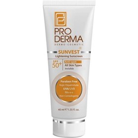 تصویر ضد آفتاب ضد لک و روشن کننده +SPF50 بی‌رنگ پرودرما Sunvest Anti-spot Spf 50 40ml PRODERMA