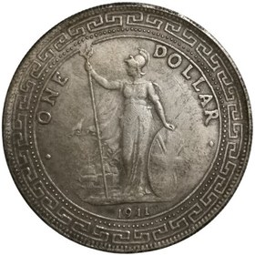 تصویر سکه یک دلار بریتانیا تجارت در هند 1911 میلادی 