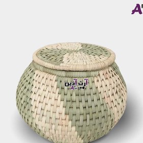 تصویر سطل برنج حصیری آجری دو رنگ 10 کیلویی - کد: 1 - 259 