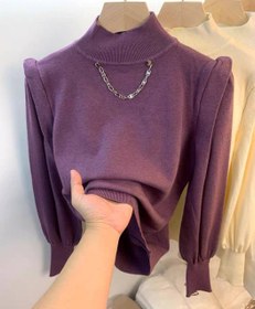 تصویر بافت یقه ایستاده آستین پف دار 