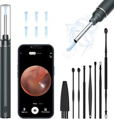 تصویر گوش پاک کن هوشمند دوربین دار برند LMECHN مدل P40-b LMECHN WiFi Otoscope Endoscope with 6 LED 3mm Wireless Endoscope Camera Ear Cleaner for Earwax Removal for iPhone Tablets and Android(Gray)