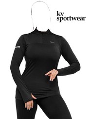 تصویر تیشرت نیم زیپ فینگردار ورزشی زنانه Nike Nike womens sports half zip tshirt with fingers