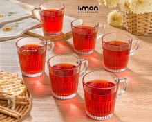 تصویر فنجان شیشه ای شیار دار 280میل لیمون 