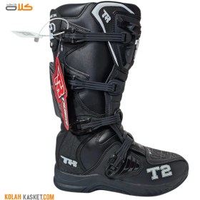 تصویر پوتین موتور سواری کراسی تایگر مدل T2 رنگ مشکی Cross Tiger Motorcycle Shoes Model T2 Black