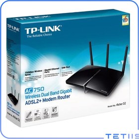 تصویر مودم روتر +ADSL2 دوبانده بی‌سیم AC750 تی پی لینک Archer D2 TP-LINK Archer D2 Wireless AC750 Dual Band ADSL2+ Modem Router
