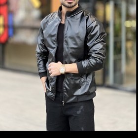 تصویر کاپشن چرم خلبانی داخل خز 