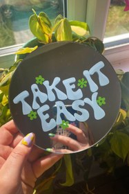 تصویر آینه دکوری فانتزی پینترستی آسون بگیر - 15 cm take it easy mirror