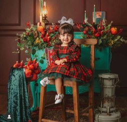 تصویر سارافون چهار خانه قرمز پشمی جنس اعلا جنس تور کارشده وارداتی 