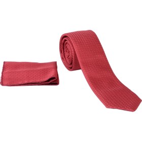 تصویر ست کراوات و پوشت طرح دار قرمز 