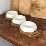 تصویر اردوخوری سرامیکی زیره چوبی چندضلعی 